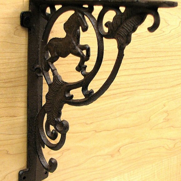 Two (2) Cast Iron Horse Corner Shelf Bracket 9 3/4" tall Home Décor 0170-15009 - Picture 5 of 16
